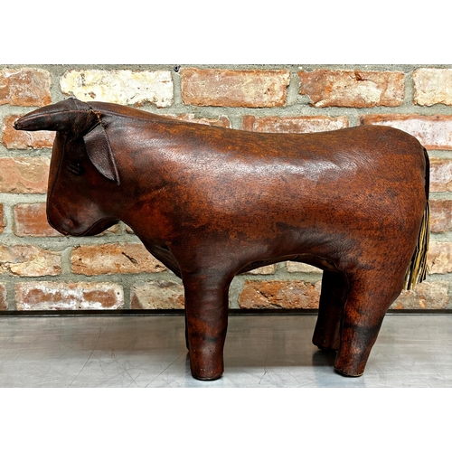 2348 - Probably by Liberty - leather bull, 42cm high x 56cm long (af)