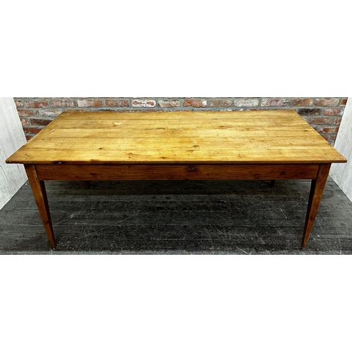 2349 - Good quality 19th century French fruitwood refectory dining table, with concealed extending leaf and... 