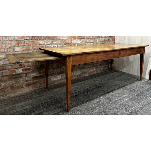 2349 - Good quality 19th century French fruitwood refectory dining table, with concealed extending leaf and... 