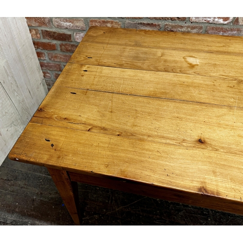 2349 - Good quality 19th century French fruitwood refectory dining table, with concealed extending leaf and... 