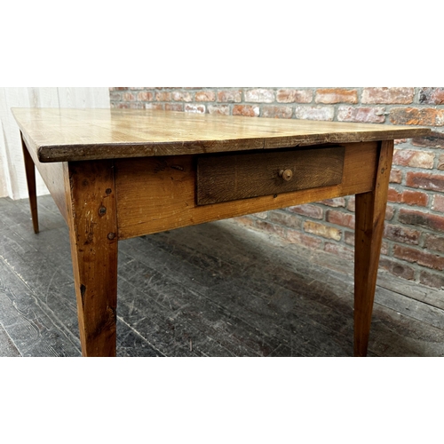 2349 - Good quality 19th century French fruitwood refectory dining table, with concealed extending leaf and... 