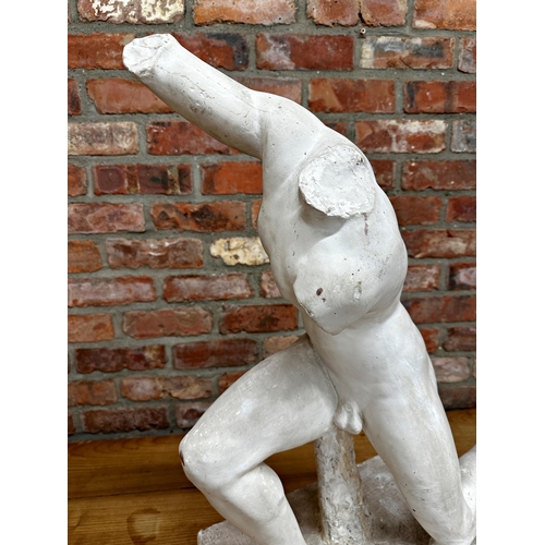 2350 - Good early 20th century plaster Grand Tor figure of classical form, 76cm H x 63cm L