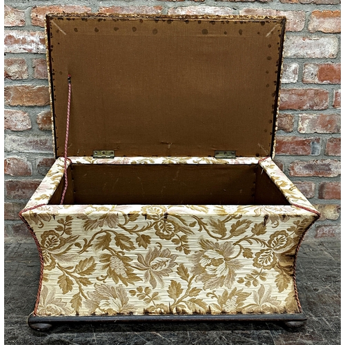 2351 - Late 19th century stuff-over needlepoint ottoman, with woolwork tapestry hinged lid and waisted side... 