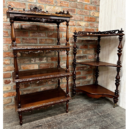 2354 - Victorian mahogany four tier whatnot, H 134cm x W 68cm, together with a further Victorian mahogany s... 