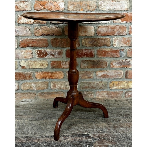 2355 - Antique mahogany dish top tripod table, H 72cm x W 60cm