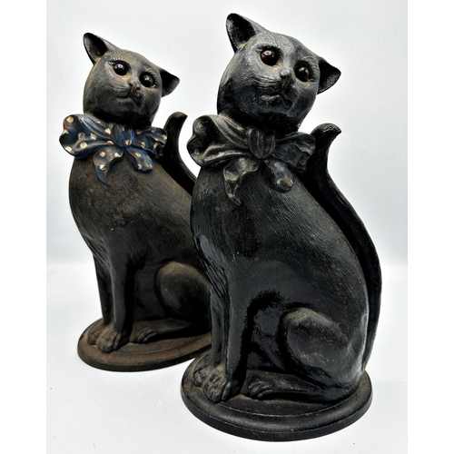 376 - A pair of cast iron doorstops in the form of seated cats, H 38cm