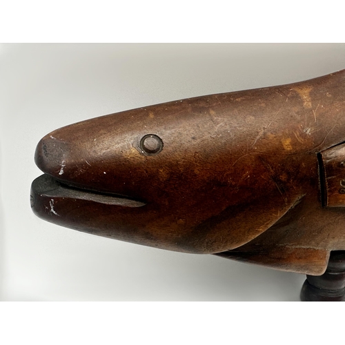 254 - Carved wooden Pitcairn Island fish 42cm long (af)