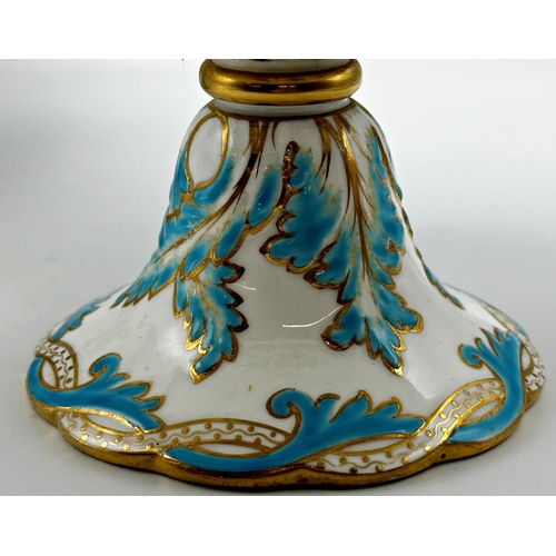 163 - Good quality Victorian porcelain desert service painted with a floral spray with turquoise and gilt ... 