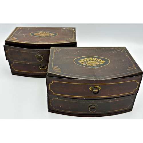 315 - Pair of John Buchanan & Bros chest of drawers confection tins, bow fronted with shell type inlay to ... 