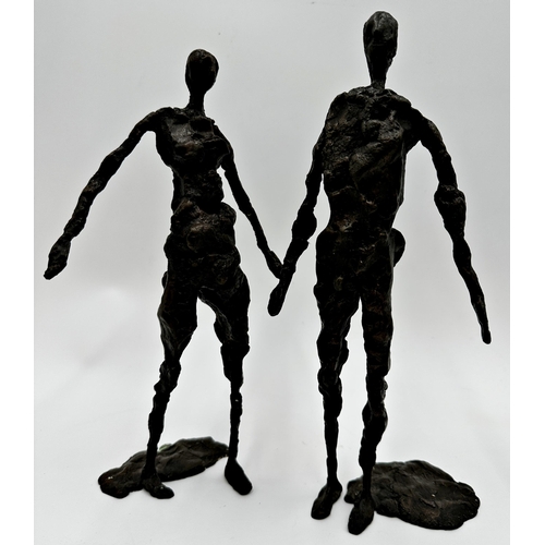 2282 - Paul Amey (b. 1957) - Standing figures, signed, pair of bronze statues, 29cm high (2)