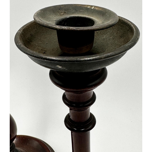 268 - Pair of 19th century turned mahogany candlesticks, 30cm high