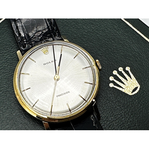 1002 - Exceptional quality vintage Rolex Precision 14ct dress watch, in unworn condition, 32mm case, champa... 