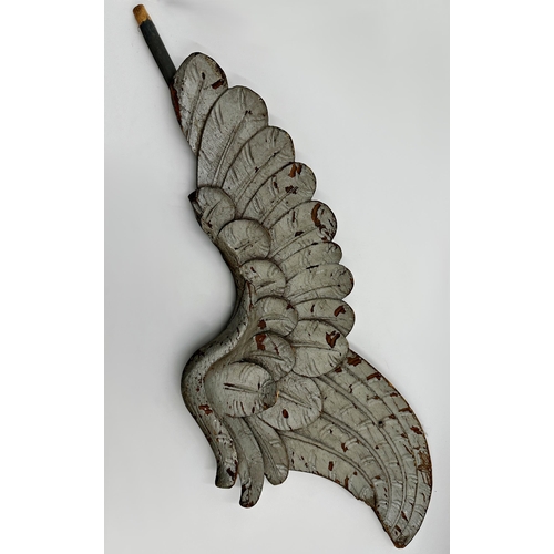 271 - Pair of antique carved softwood gesso painted angel wings, 64cm long , with one other (3)