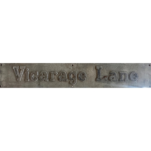 395 - Vintage cast iron 'Vicarage Lane' street sign, 18 x 116cm