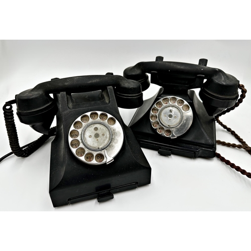 397 - Two vintage black Bakelite telephones