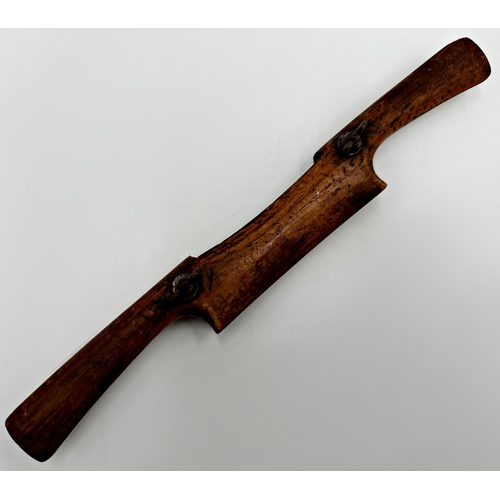 283 - Unusual early wooden yoke shaped wood plane, 32cm long