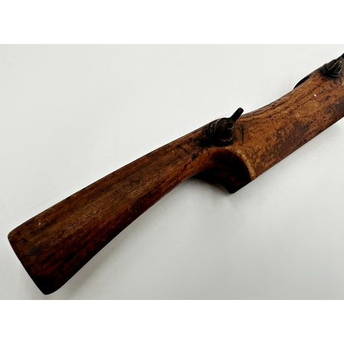 283 - Unusual early wooden yoke shaped wood plane, 32cm long