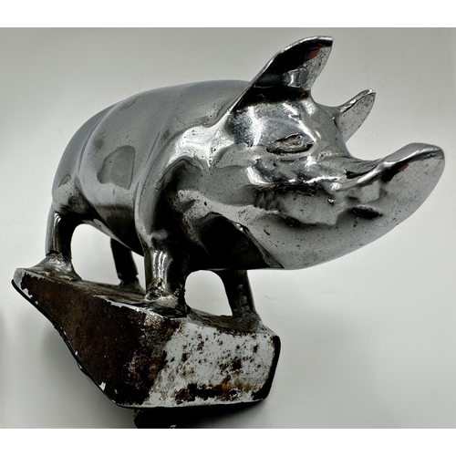 338 - Good Art Deco chrome car mascot in the form of a standing pig, 17cm long