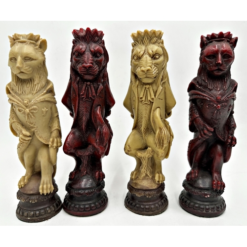 400 - Large novelty resin chess set, of various wild animals in human dress, height of king 19cm, on a gam... 