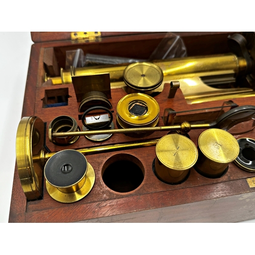 403 - Fine and Large microscope by Smith & Beck - Serial No. 2484, circa 1859, within a mahogany case fitt... 