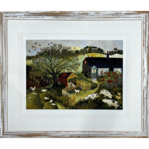 2275 - Anna Pugh (b. 1938) - farmyard scene, signed limited 23/95 colour print, 36 x 51cm, framed