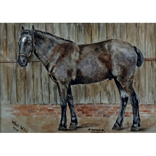 2464 - D* Wood (early 20th century) - 'Weary Willie', portrait of a standing horse, signed, titled and date... 