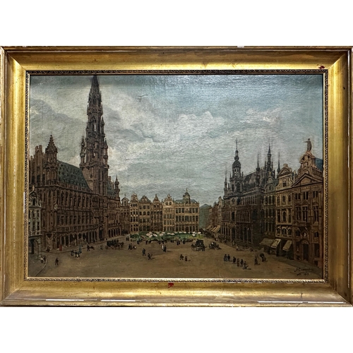 2465 - Early 20th century continental school - Brussels Town Square, Grand-Place, indistinctly signed and d... 