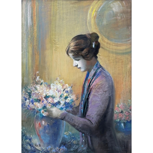 2466 - Edward Handley-Read (British 1870-1935) - A lady arranging flowers, signed, pastel, 77 cm x 55 cm. 
... 