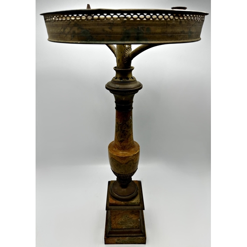 2195 - Good 19th century marbled toleware baluster lamp, 59cm high