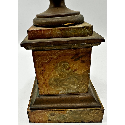 2195 - Good 19th century marbled toleware baluster lamp, 59cm high