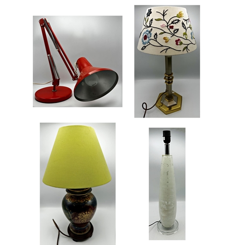 2217 - H C F of Denmark Anglepoise type desk lamp, 60cm high approx together with a further mottled glass t... 