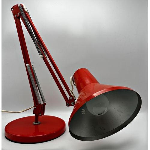 2217 - H C F of Denmark Anglepoise type desk lamp, 60cm high approx together with a further mottled glass t... 