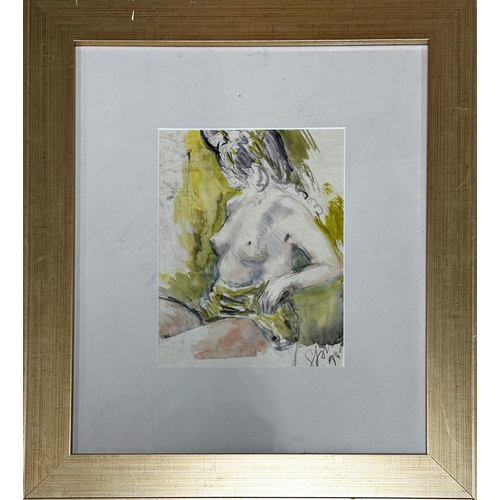 2279 - Mid 20th century school - Eroritca, half nude lady, indistinctly signed and dated 74, mixed media, 2... 