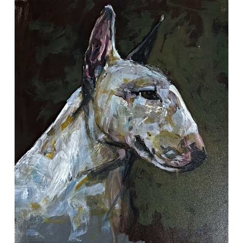 2281 - Luiza Grabda Pawluc (21st century) - bust portrait of a bull terrier, signed, oil, 29 x 24cm, framed