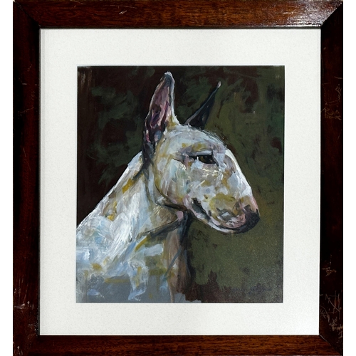 2281 - Luiza Grabda Pawluc (21st century) - bust portrait of a bull terrier, signed, oil, 29 x 24cm, framed