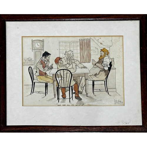 2480 - D E Kelly after W G Baxter - 'Nap for all I'm worth', signed, watercolour, 23 x 32cm, framed