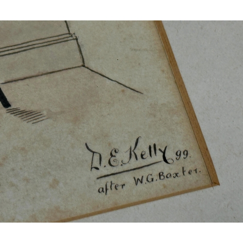 2480 - D E Kelly after W G Baxter - 'Nap for all I'm worth', signed, watercolour, 23 x 32cm, framed