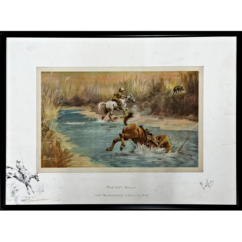 2485 - 'Snaffles' (Charles Johnson Payne, 1884-1967) - 'The Wet Nalla', Indian pig sticking scene, signed, ... 