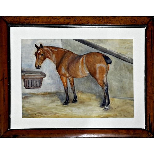 2487 - George Paice (1854-1925) - 'Victor', horse in stable, signed and dated '09, watercolour, 35 x 49cm, ... 