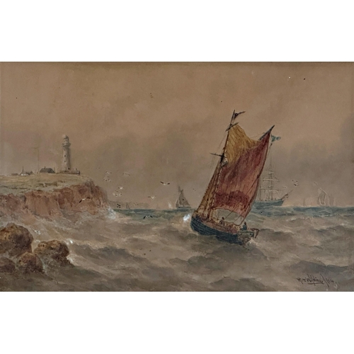 2489 - Robert Thornton Wilding (fl.1910-1921) - ship on choppy water, signed and dated 1914, watercolour, 1... 