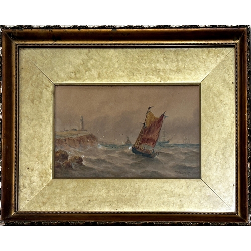 2489 - Robert Thornton Wilding (fl.1910-1921) - ship on choppy water, signed and dated 1914, watercolour, 1... 