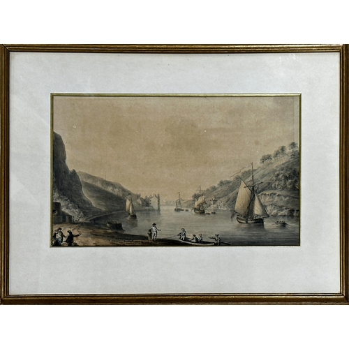 2492 - Nicholas Pocock (1740-1821) - Clifton, Bristol, with boats and figures, unsigned, watercolour, 21.5 ... 