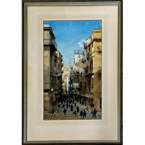 2494 - Albert Nikolaïevich Benois (1852-1936, Russian) - 'Palermo', signed and dated 1880, watercolour, 40 ... 