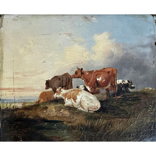 2493 - Circle of Thomas Sydney Cooper (1803-1902) - Cattle Resting, unsigned, oil on canvas, 26 x 30cm, fra... 