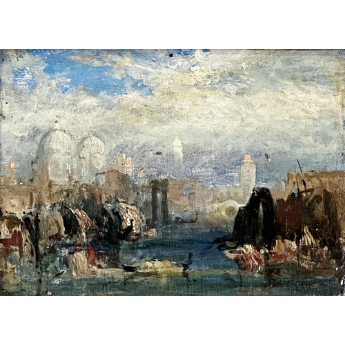 2495 - Circle of J M W Turner (1775-1851) - Capriccio view of Venice, unsigned, oil on board, 23 x 30cm, fr... 