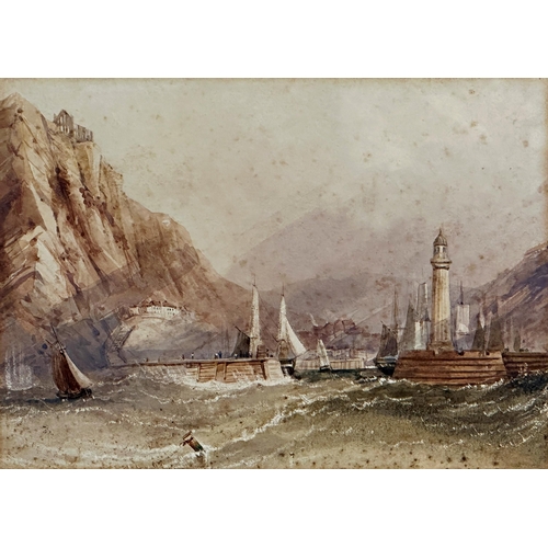 2496 - Early 19th century school - Marine scene with a vessel on choppy waters, unsigned, watercolour, 17 x... 