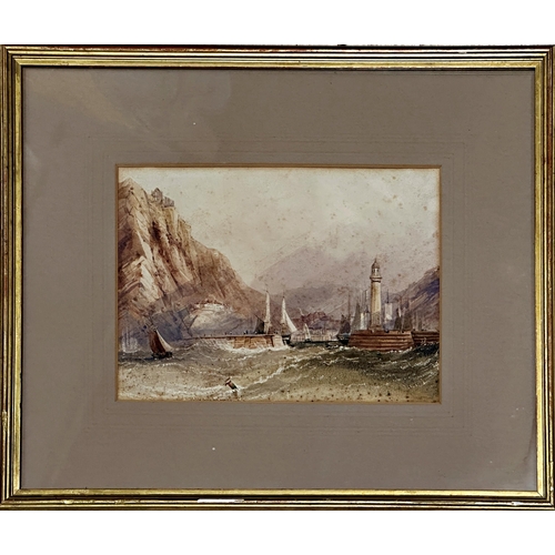 2496 - Early 19th century school - Marine scene with a vessel on choppy waters, unsigned, watercolour, 17 x... 