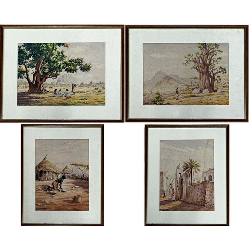 2509 - Giovanni Romagnoli (1893-1976, Italian) 'Scenes of Eritrea', signed, four watercolours, 30cm x 22cm ... 