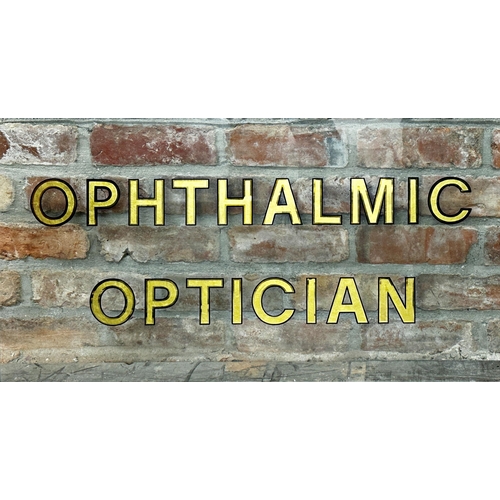 2126 - Good vintage glass opticians sign with gilt lettering inscribed 