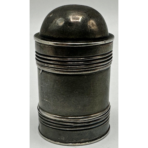 1228 - Late 18th century silver barrel shaped nutmeg grater, maker IT, Birmingham 1795, 3.5cm high